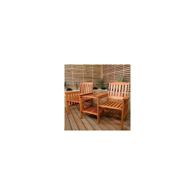2 Person Wooden Garden Bench - Love Seat & Table
