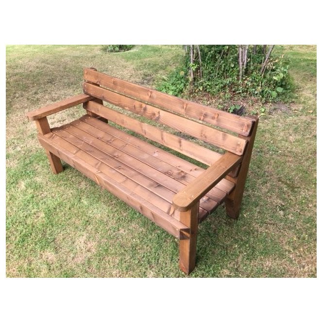 2 Seater Wooden Garden Bench with Arms