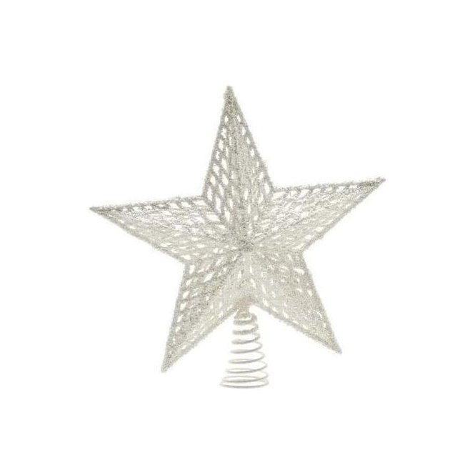 30cm White Glitter Star Christmas Tree Topper