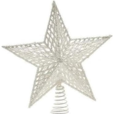 30cm White Glitter Star Christmas Tree Topper