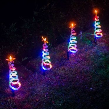 4 Multicoloured LED Static Spiral Tree Path Lights