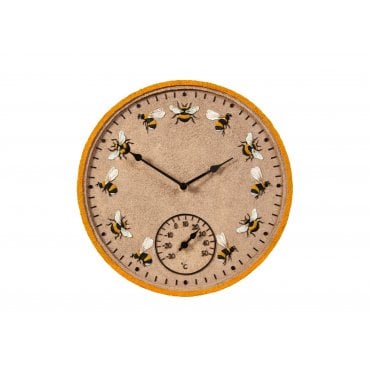 Beez 12" Outdoor Wall Clock and Thermometer