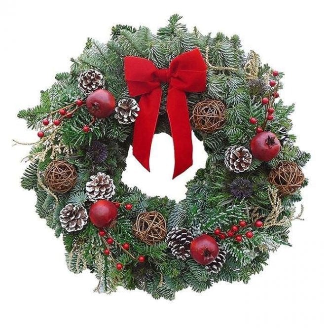 D36cm Joyeux Noel Wreath | Handmade with Fresh Foliage