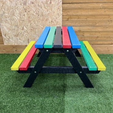 Multi-Coloured Junior Recycled Plastic Rectangle Picnic Table
