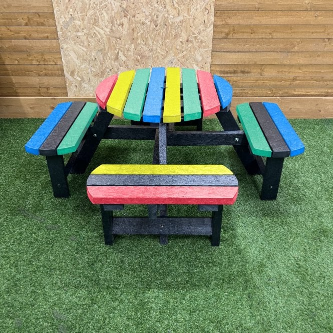Multi-Coloured Junior Recycled Plastic Round Picnic Table