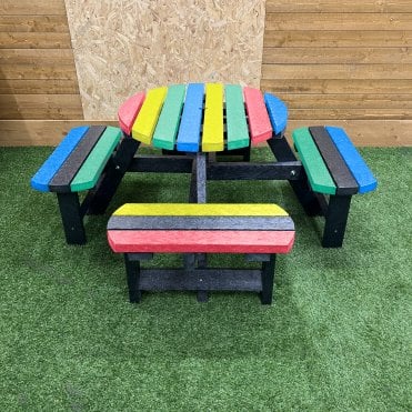 Multi-Coloured Junior Recycled Plastic Round Picnic Table