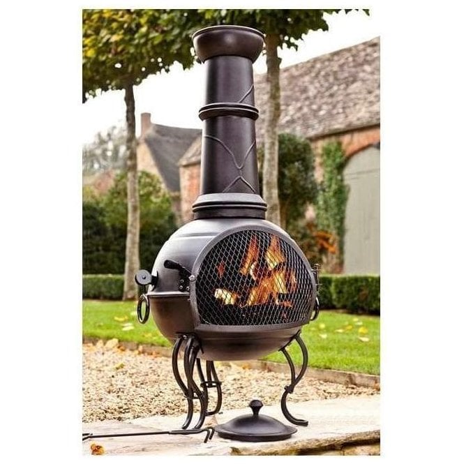 Murcia Black Steel Chimenea - H107cm x W43cm