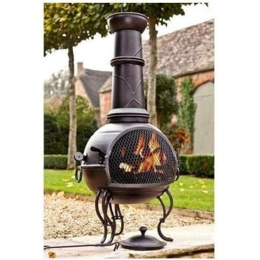 Murcia Black Steel Chimenea - H107cm x W43cm