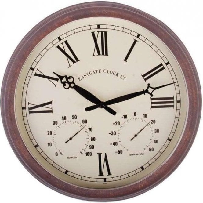 Outdoor Wall Clock & Weather Station, Roman - 38cm