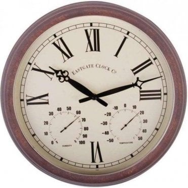 Outdoor Wall Clock & Weather Station, Roman - 38cm