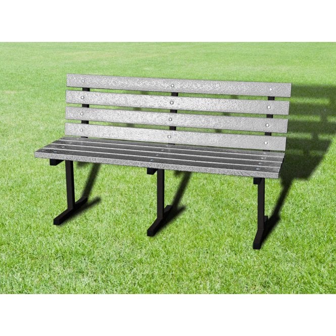 Steel Frame Recycled Plastic Composite Rectangle Bench – Black
