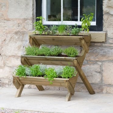 Stepped Wooden Garden Herb Planter