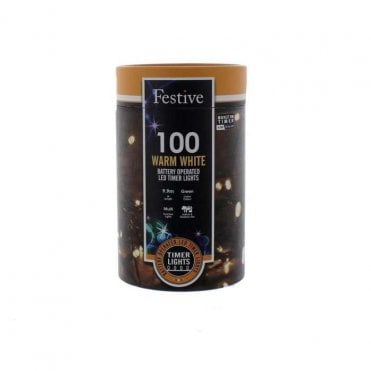 String Christmas Lights - Warm White - 100 Battery Operated Timer 