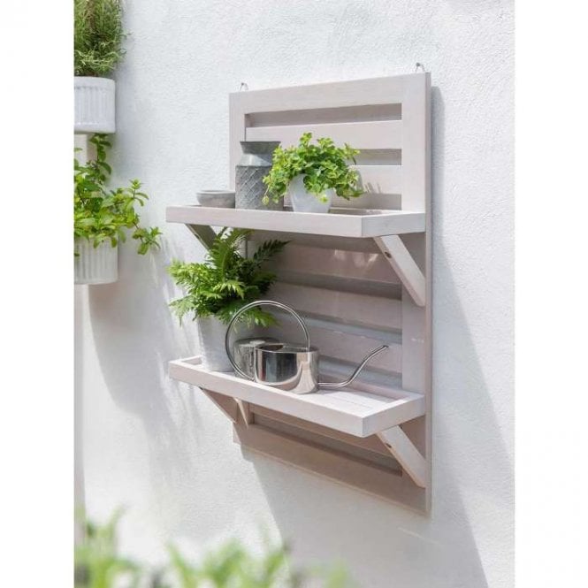 Two tier hanging wooden shelf