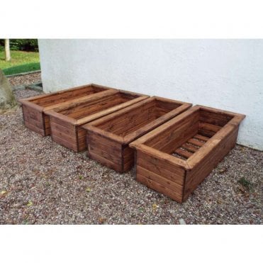 Wooden Garden Set of 4 Trough Planters