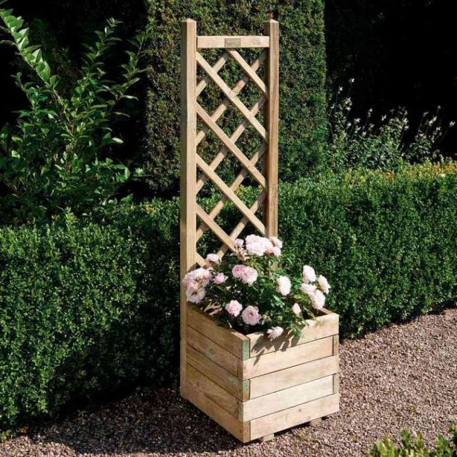 Wooden Square Planter with Lattice 1.4m (4ft 7in)