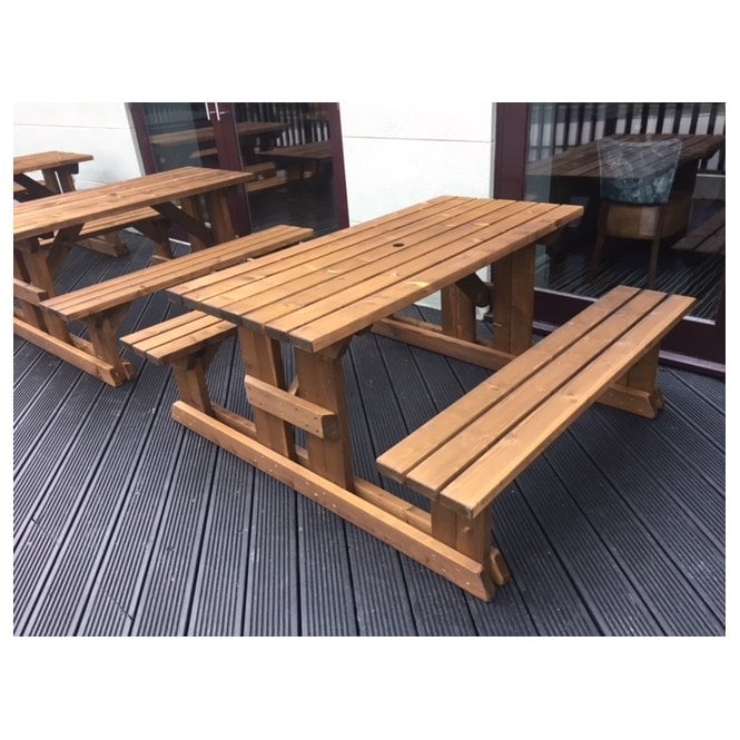 Wooden Walk In Picnic Bench - 8 Seater