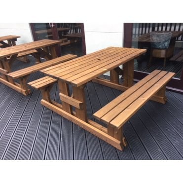 Wooden Walk In Picnic Bench - 8 Seater
