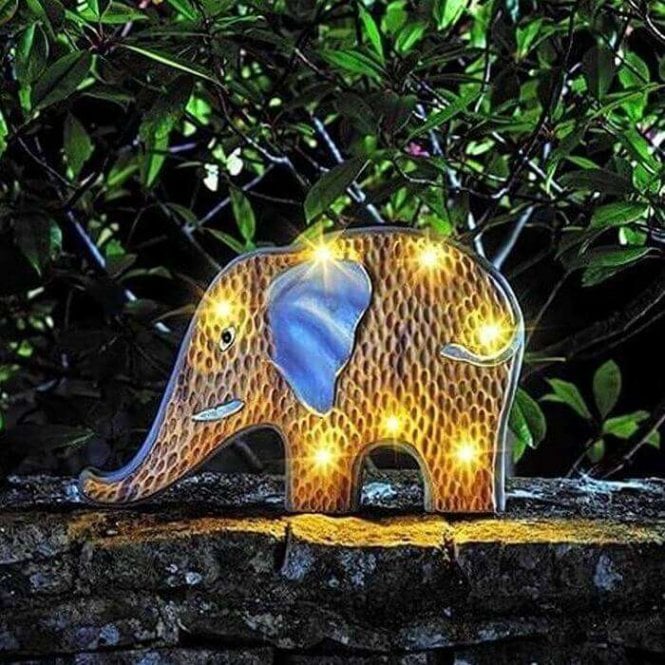 Woodstone In-Lit Elephant Solar Garden Decor